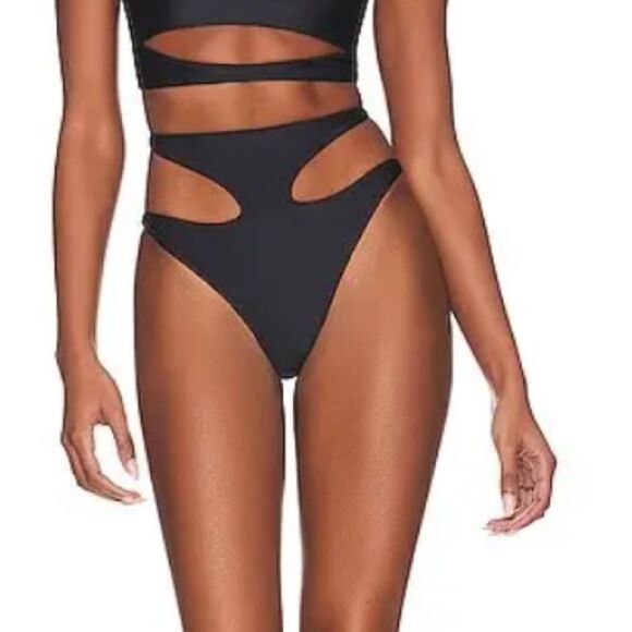 LOVEWAVE 
The Zumi High Waist bikini Bottoms Elegant Black Cutout Revolve XS - Picture 2 of 9